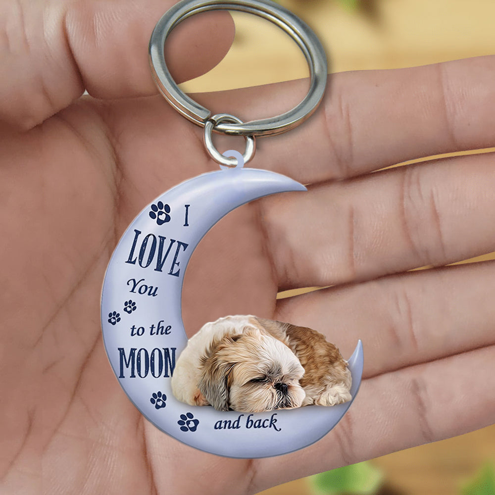 Shih tzu I Love You To The Moon And Back Flat Acrylic Keychain