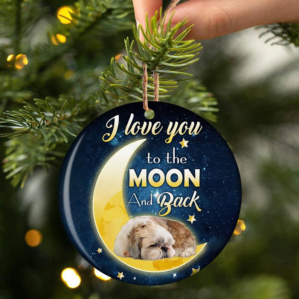 Shih Tzu I Love You To The Moon And Back Porcelain/Ceramic Ornament