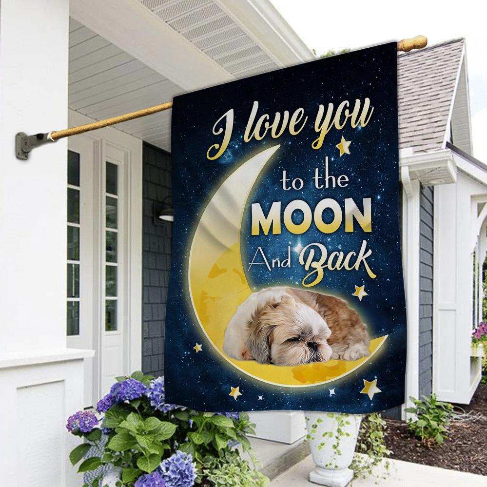 Shih Tzu I Love You To The Moon And Back Garden Flag