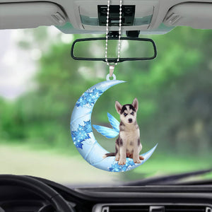 Siberian Husky Angel From The Moon Car Hanging Ornament