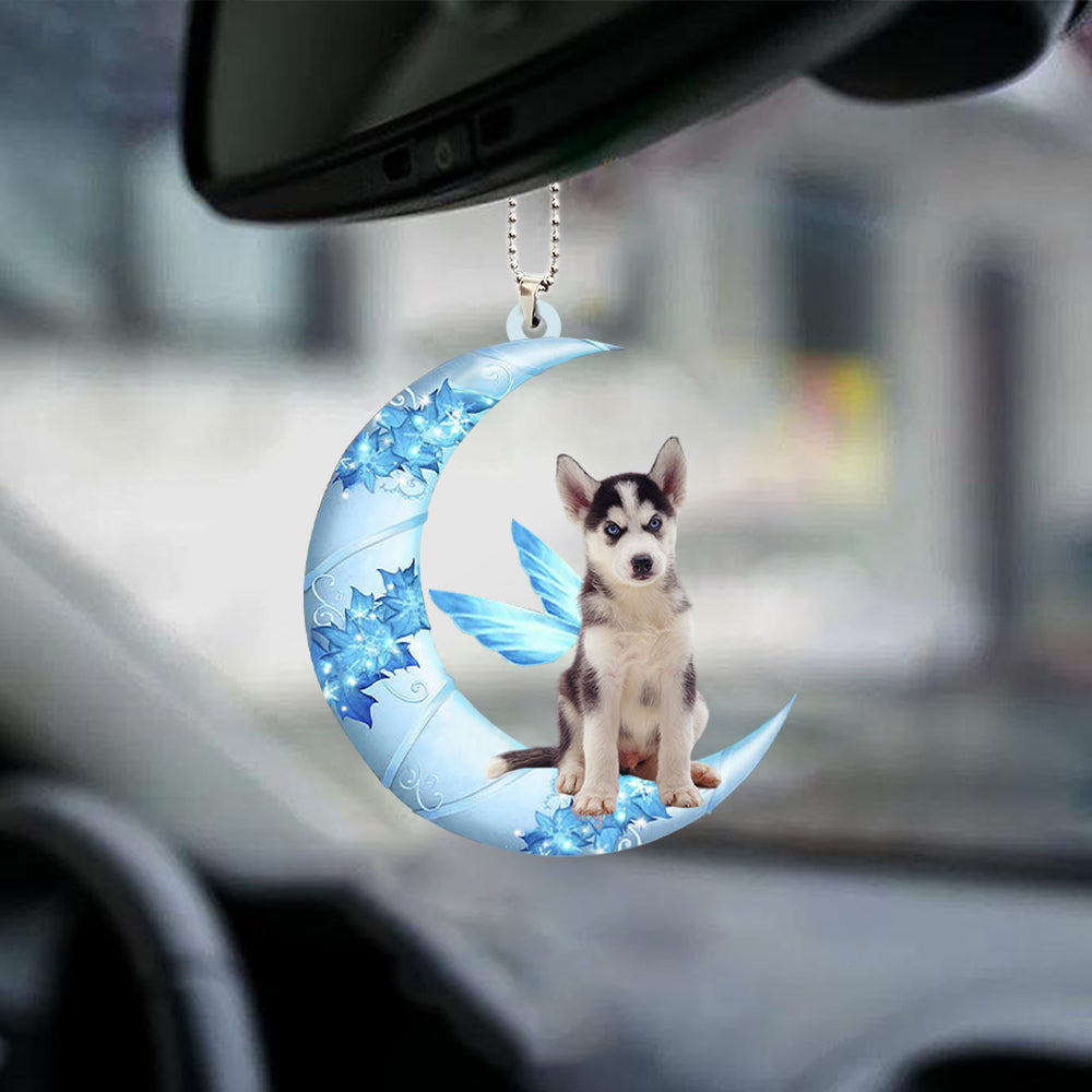 Siberian Husky Angel From The Moon Car Hanging Ornament