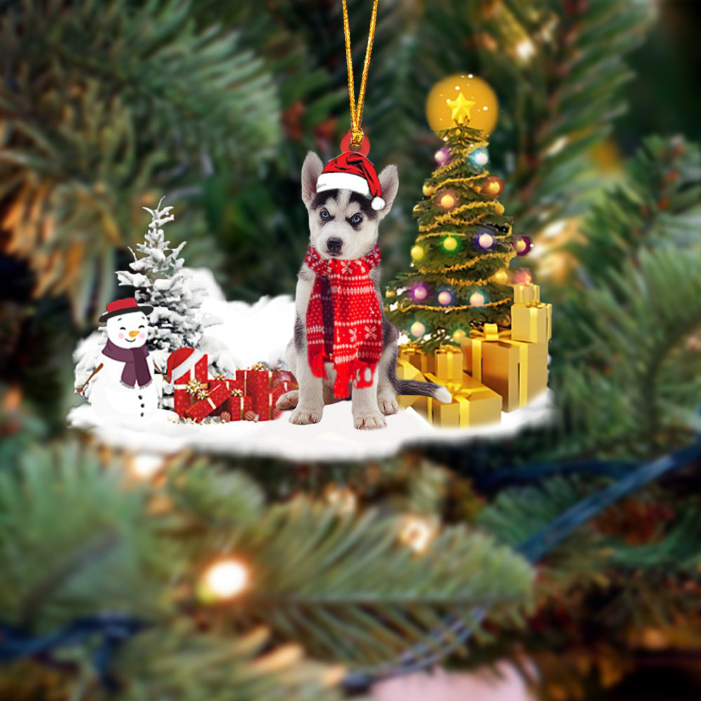 Siberian Husky Christmas Ornament