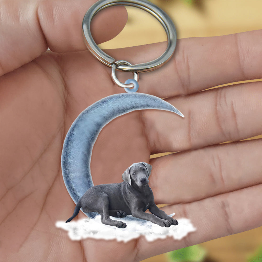 Silver Labrador Retriever On The Moon Flat Acrylic Keychain