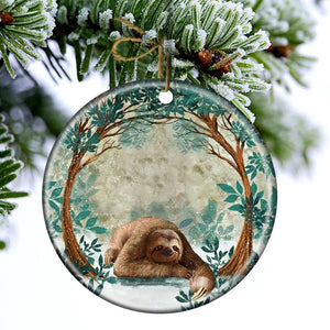 Sloth Among Forest Porcelain/Ceramic Ornament