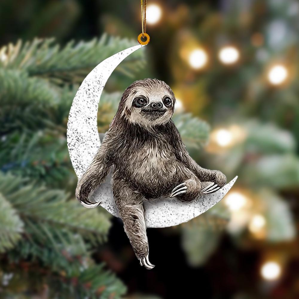 Sloth Sits On The Moon Hanging Ornament