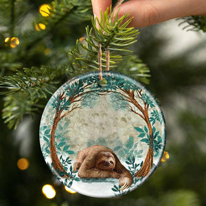 Sloth Among Forest Porcelain/Ceramic Ornament