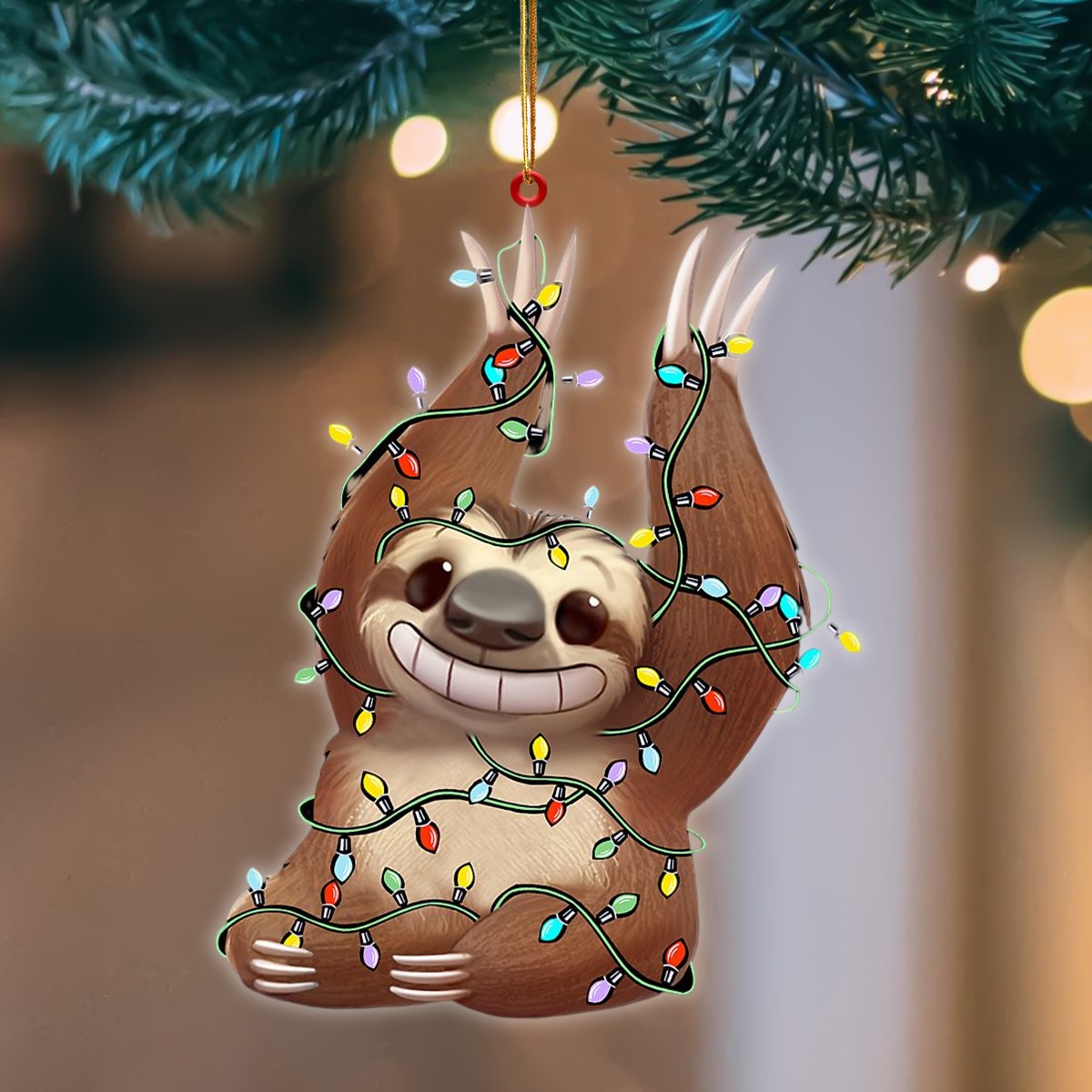Sloth Christmas Light Hanging Ornament