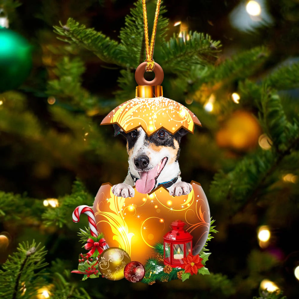 Smooth Fox Terrier In Golden Egg Christmas Ornament