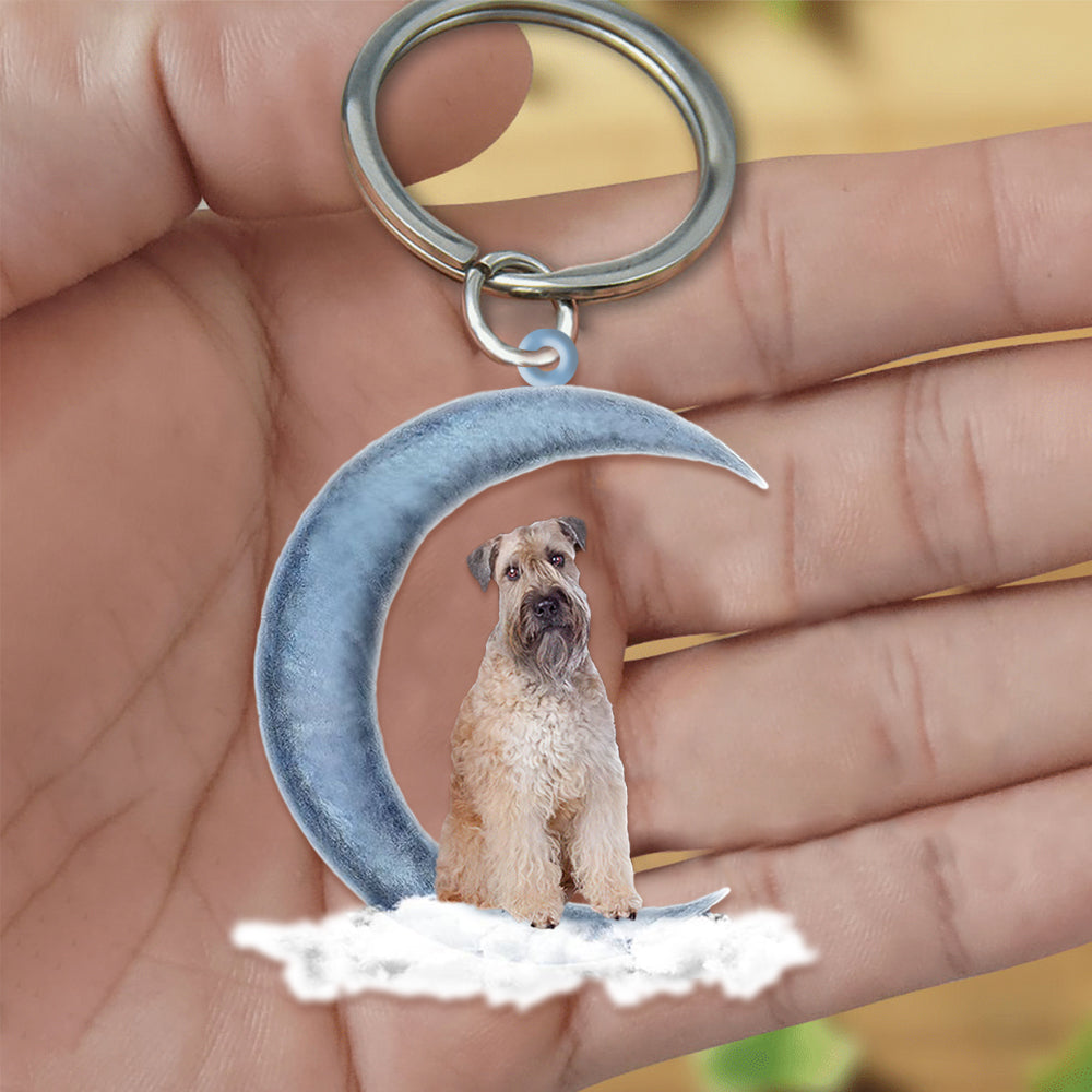 Soft coated Wheaten Terrier On The Moon Flat Acrylic Keychain