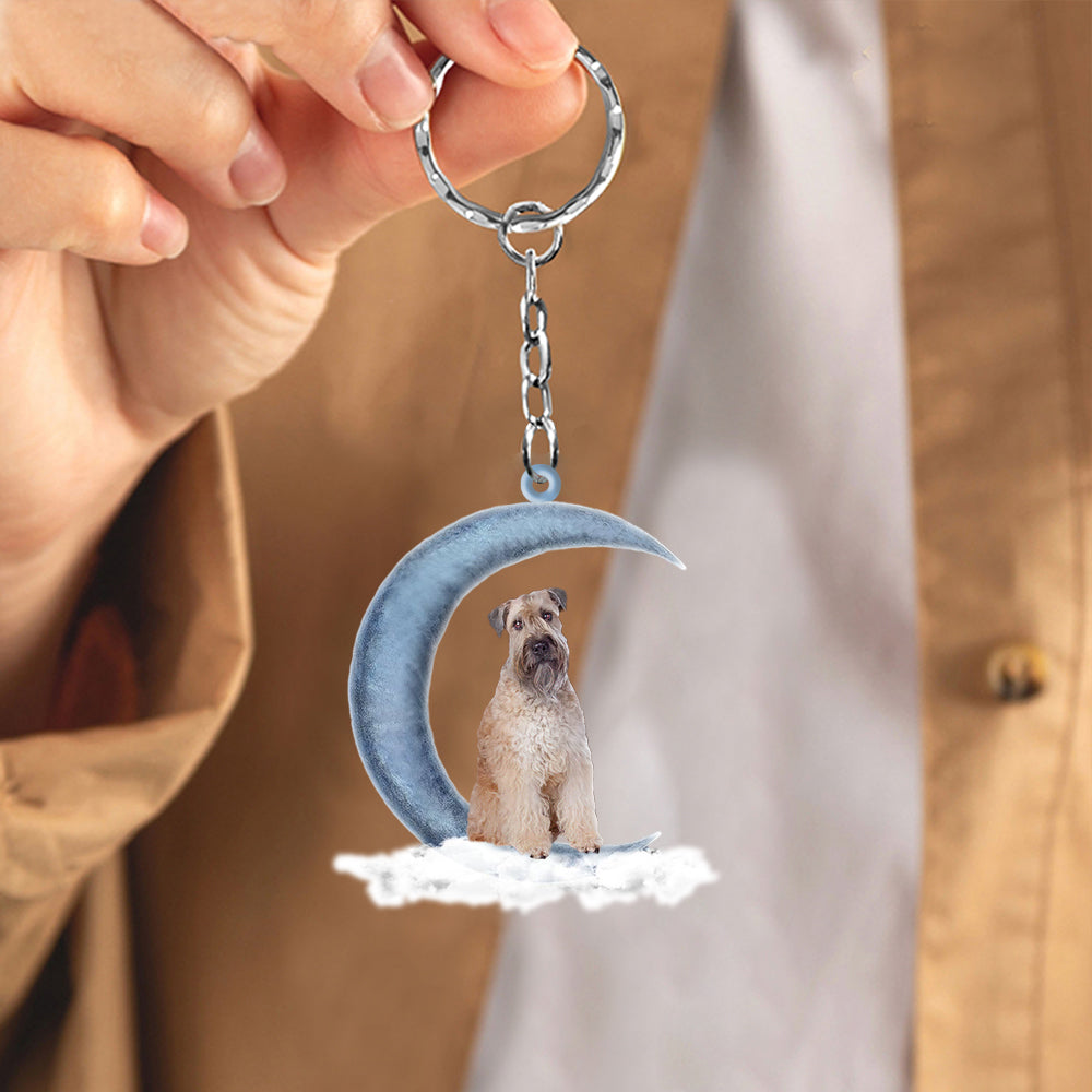 Soft coated Wheaten Terrier On The Moon Flat Acrylic Keychain