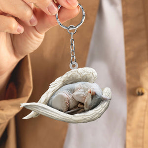Sphynx Cat Sleeping Angel Acrylic Keychain