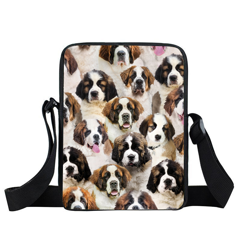 A Bunch Of St. Bernards Oxford Cloth Zipped Messenger Bag