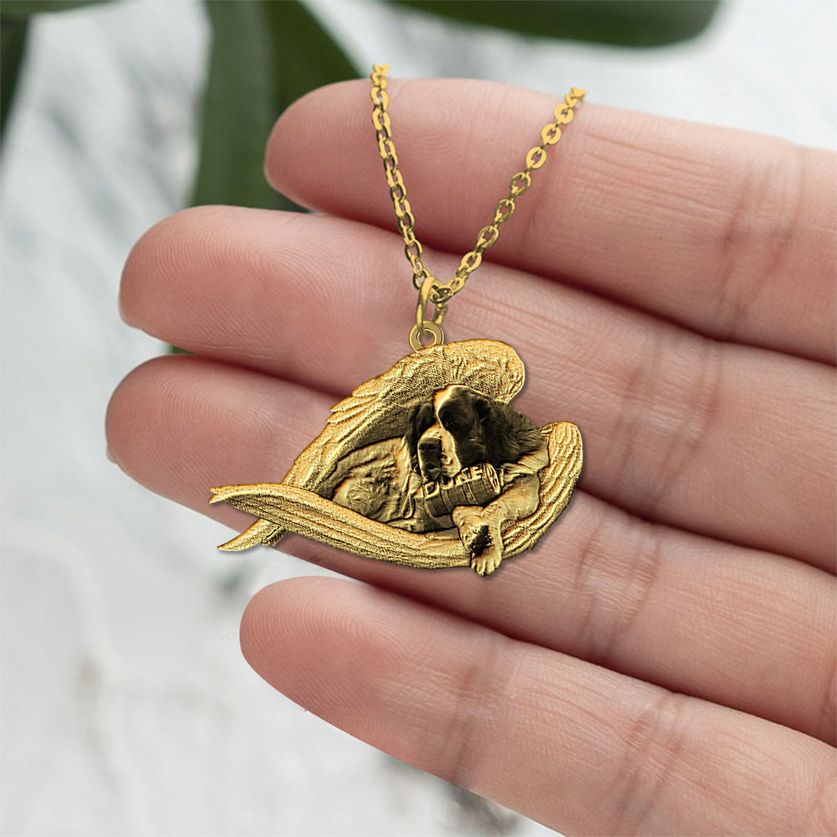 St Bernard Sleeping Angel Necklace