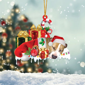 Staffordshire Bull Terrier 2 Merry Christmas Hanging Ornament-0211