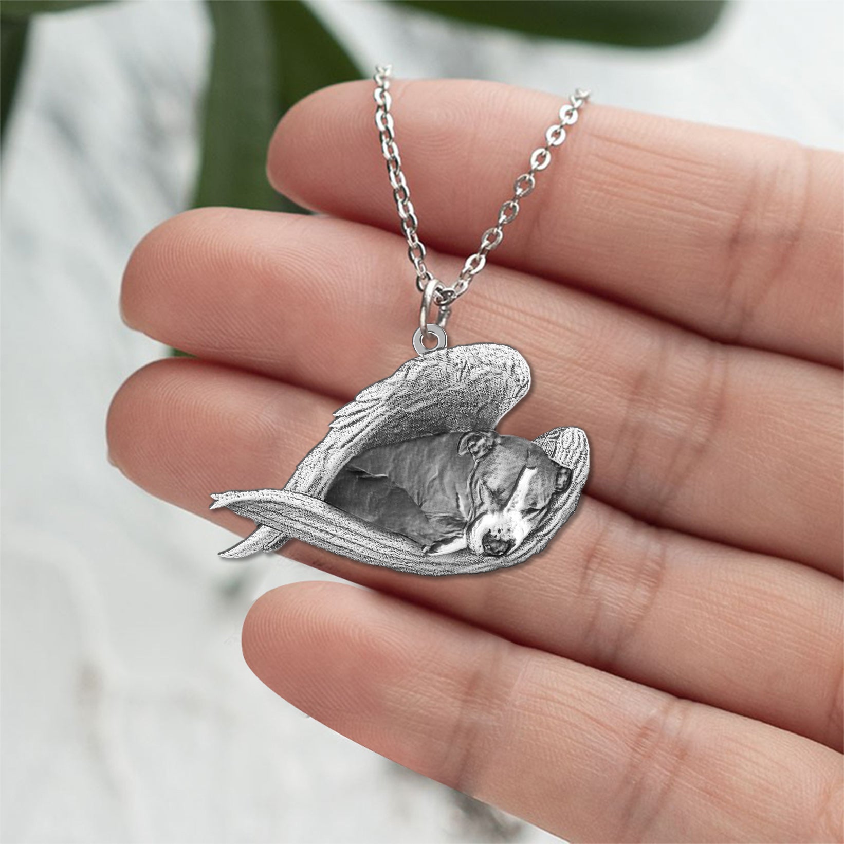 Staffordshire Bull Terrier Sleeping Angel Necklace