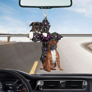 Staffordshire Bull Terrier Pray For God Car Hanging Ornament
