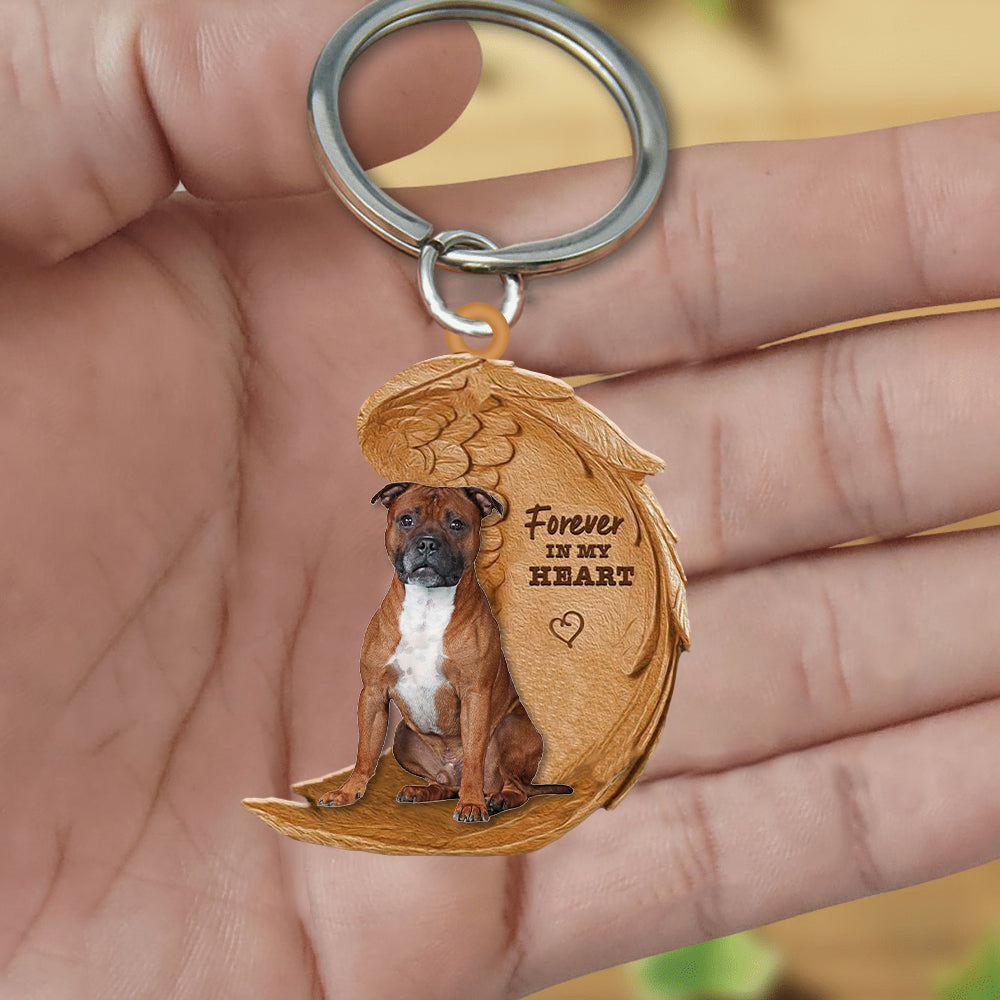 Stafford shire Bull Terrier In My Heart Flat Acrylic Keychain