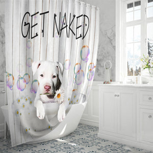 Staffordshire Bull Terrier Get Naked Daisy Shower Curtain
