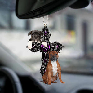 Staffordshire Bull Terrier Pray For God Car Hanging Ornament