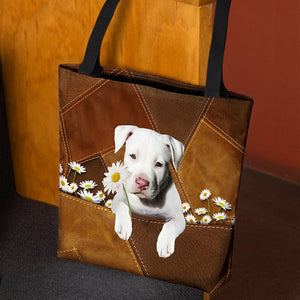 Staffordshire Bull Terrier 02 Holding Daisy  All Over Printed Tote Bag
