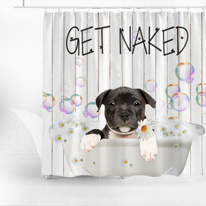 Staffordshire Bull Terrier07 Get Naked Daisy Shower Curtain