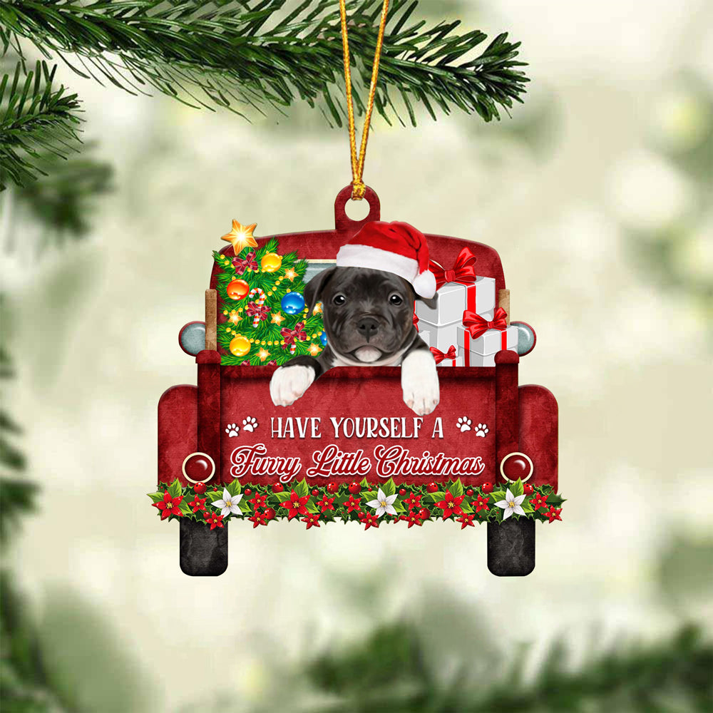 Staffordshire Bull Terrier07 Have Yourself A Furry Little Christmas Ornament