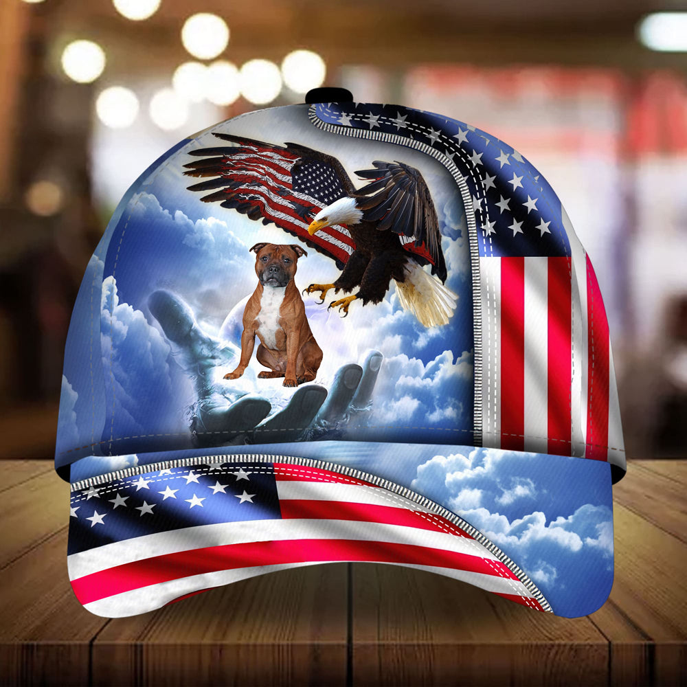Staffordshire Bull Terrier Perfect One Nation Under God Cap For Patriots And Dog Lovers