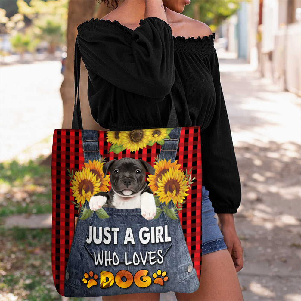 Staffordshire Bull Terrier 2-Just A Girl Who Loves Dog Tote Bag