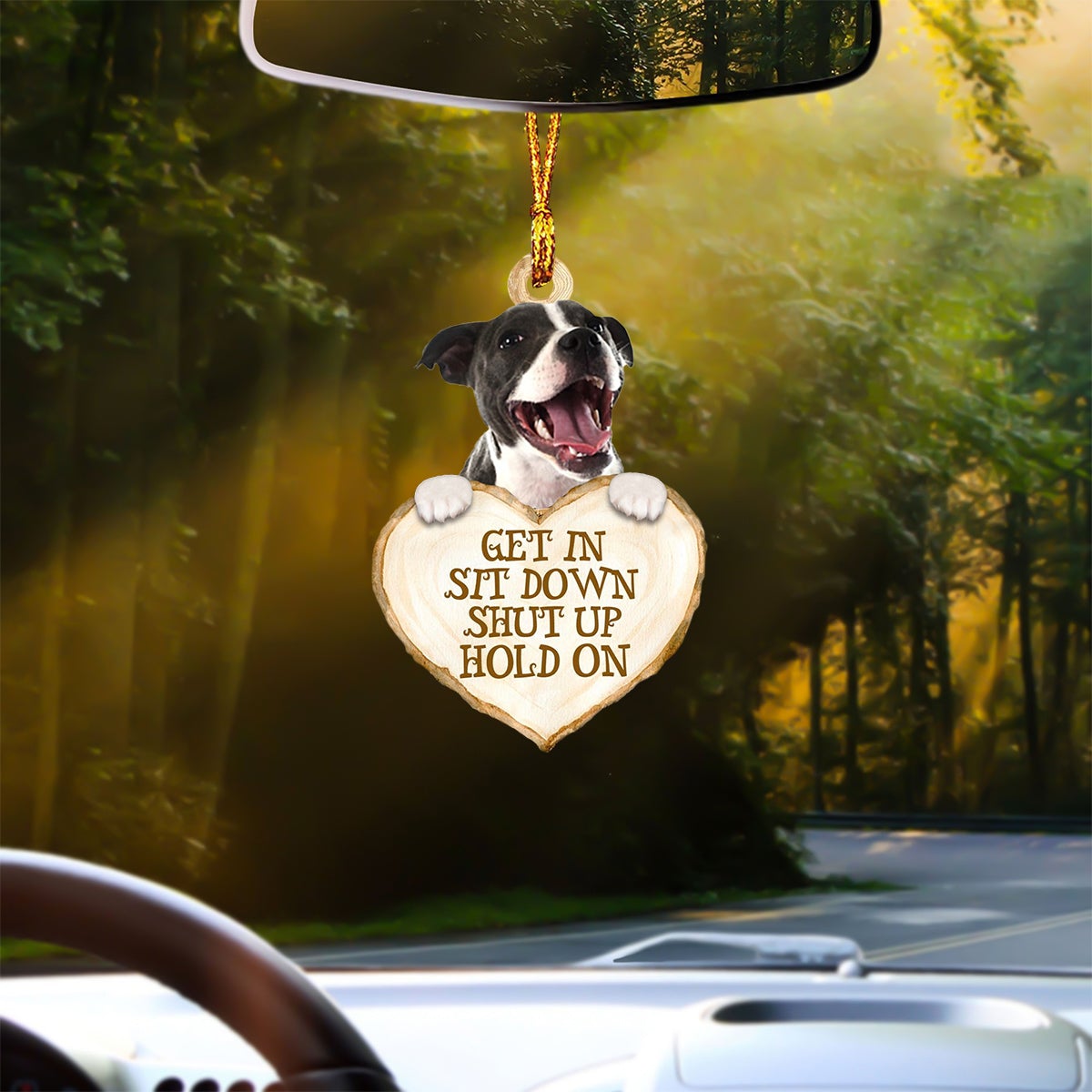 Staffordshire Bull Terrier 2 Heart Shape Get In Car Hanging Ornament