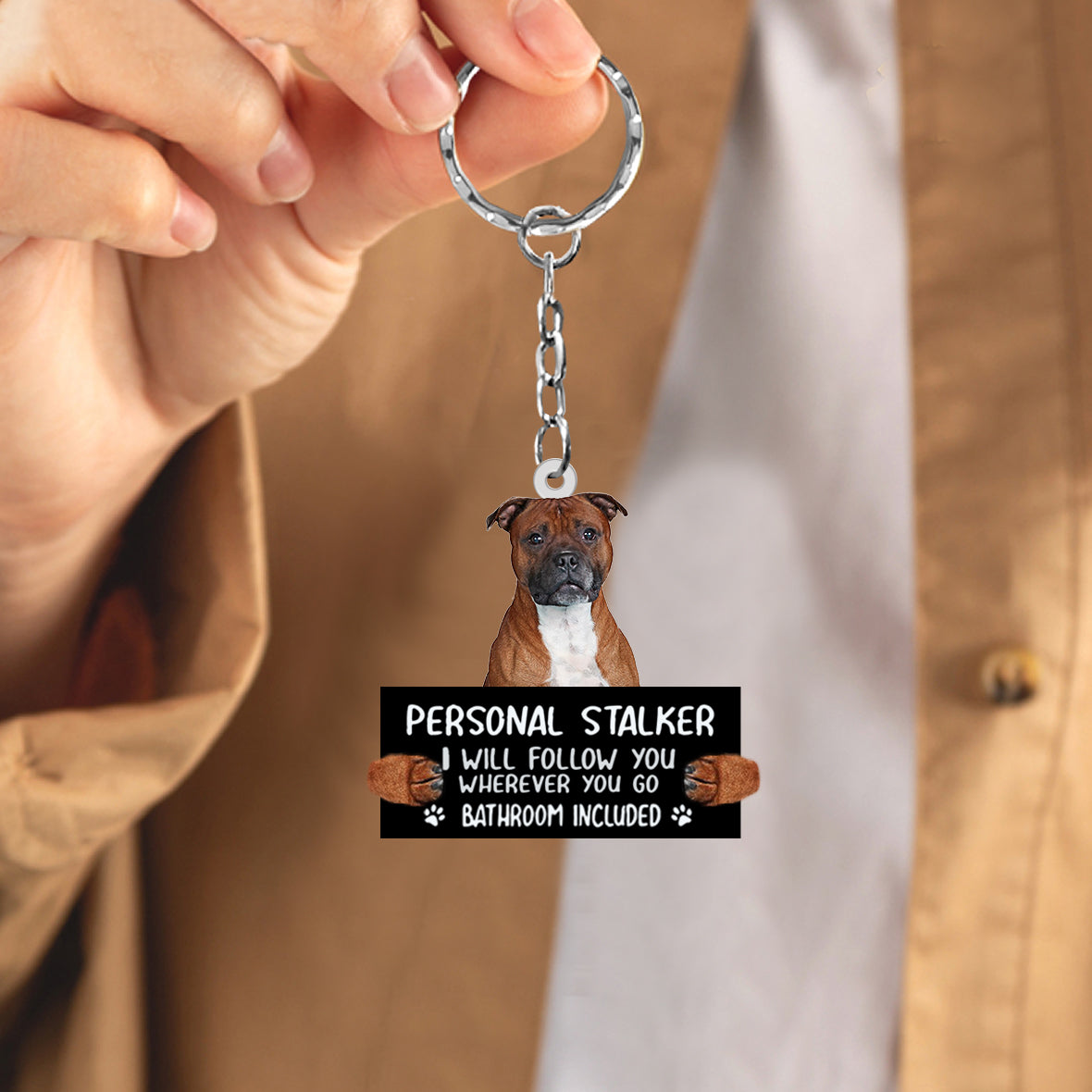 Staffordshire Bull Terrier 02 Personal Stalker Acrylic Keychain