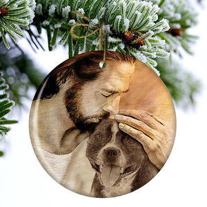 Staffordshire Bull Terrier With Jesus Porcelain/Ceramic Ornament
