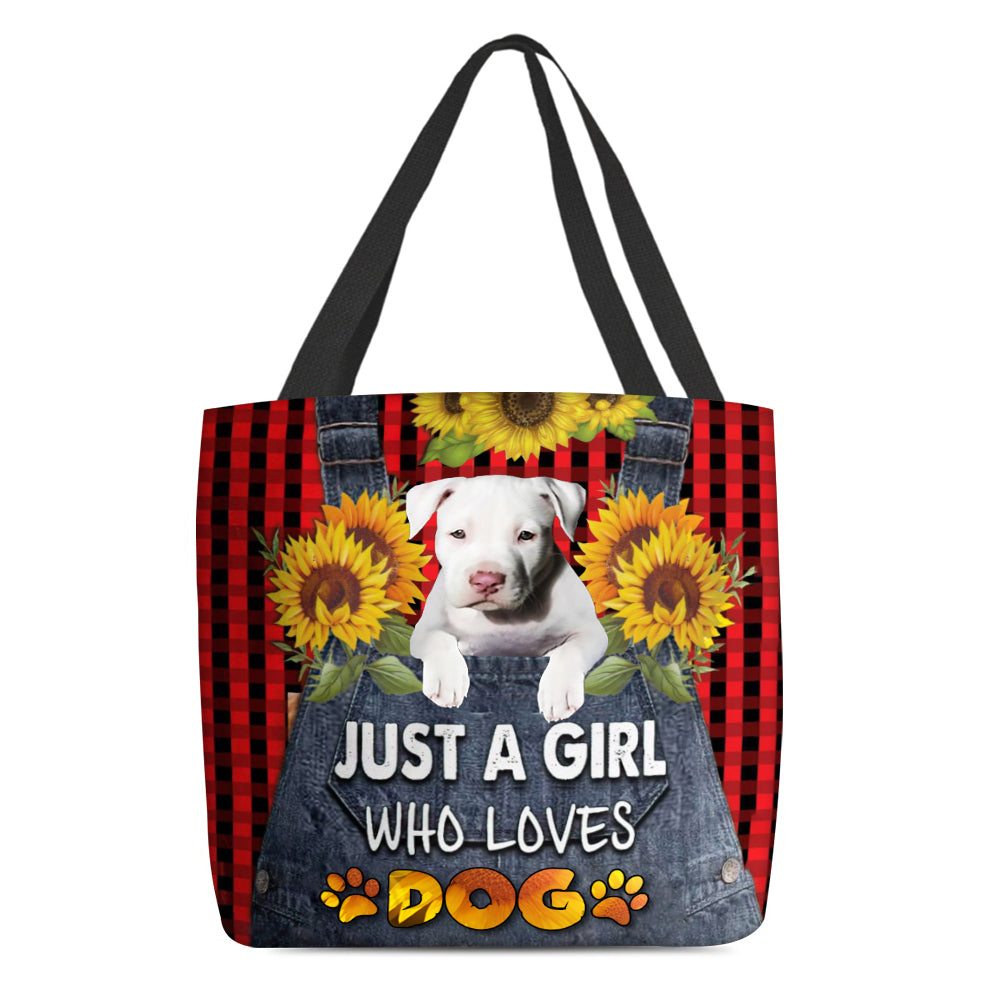 Staffordshire Bull Terrier 3-Just A Girl Who Loves Dog Tote Bag
