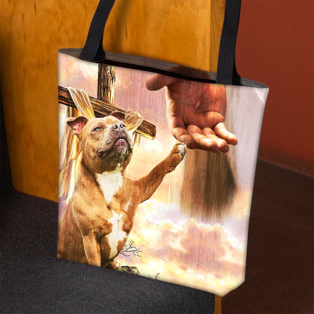 Jesus Surrounded By Staffordshire Bull Terriers Tote Bag