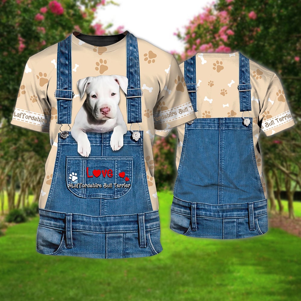 Love Staffordshire Bull Terrier Cute Unisex T-shirt
