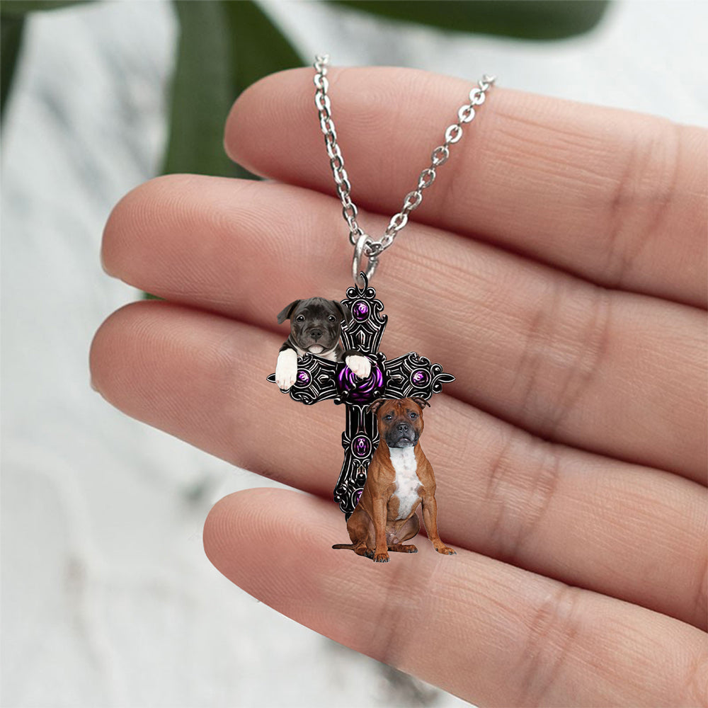 Staffordshire Bull Terrier Pray For God Stainless Steel Necklace