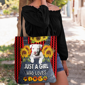 Staffordshire Bull Terrier 3-Just A Girl Who Loves Dog Tote Bag