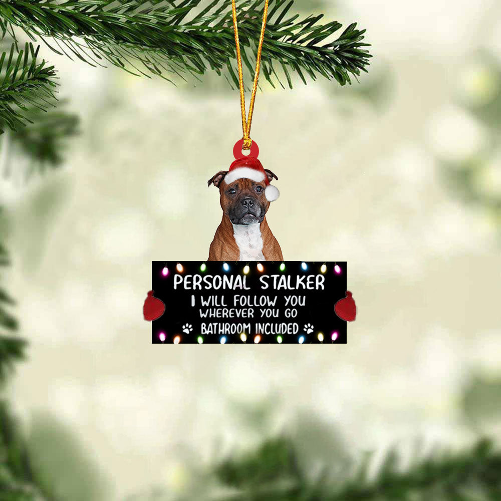 Staffordshire Bull Terrier Personal Stalker Christmas Hanging Ornament