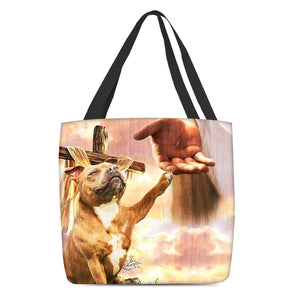 Jesus Surrounded By Staffordshire Bull Terriers Tote Bag