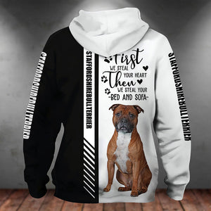 Staffordshire Bull Terrier-First We Steal Your Heart Unisex Hoodie