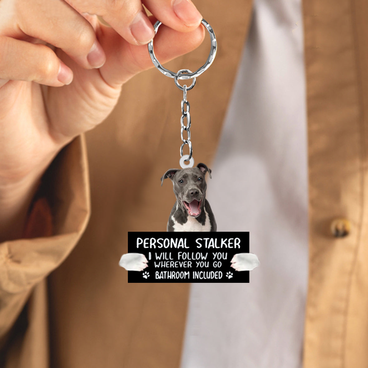 Staffordshire Bull Terrier Personal Stalker Acrylic Keychain
