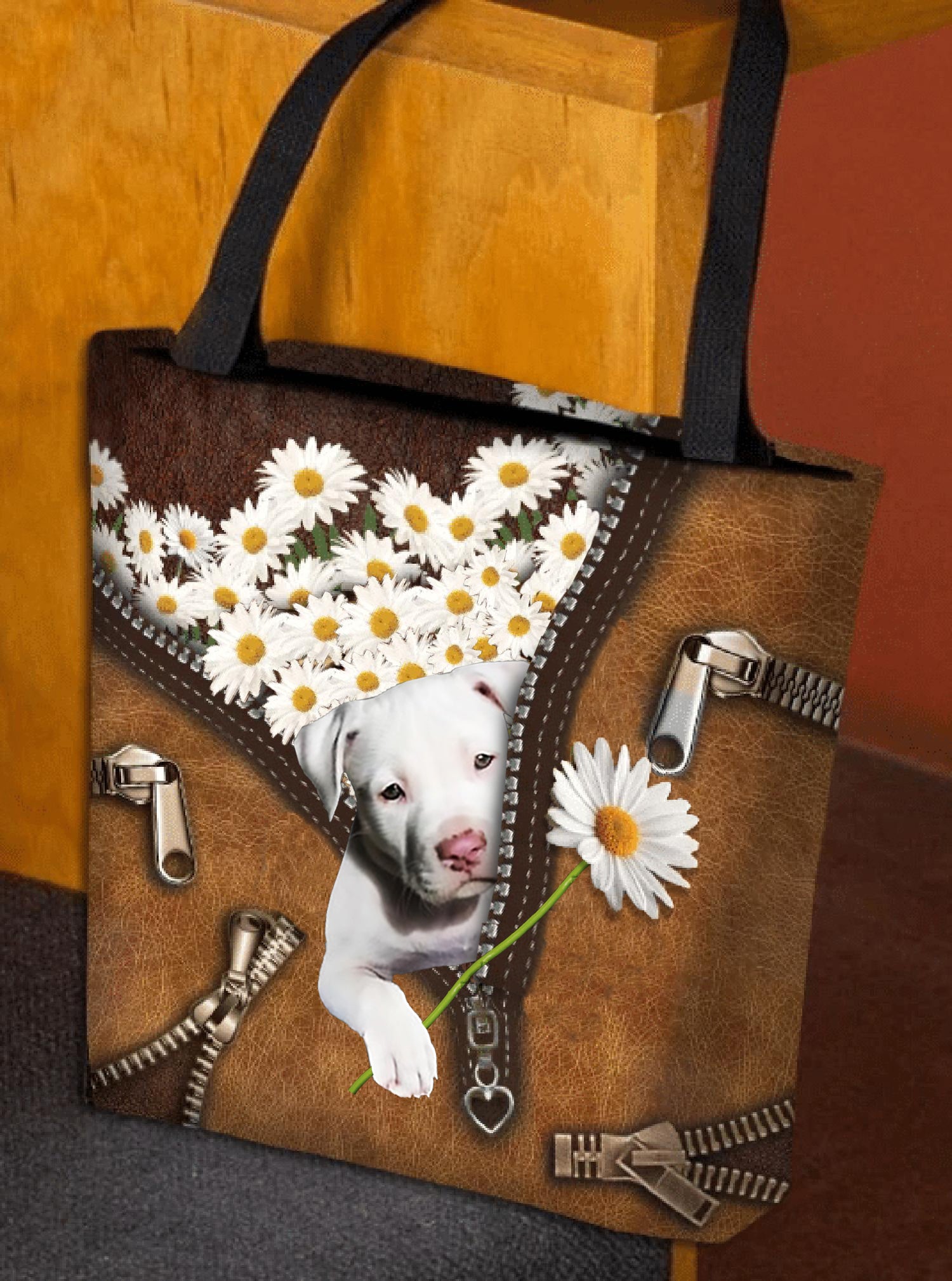 Staffordshire Bull Terrier Daisy Women Tote Bag
