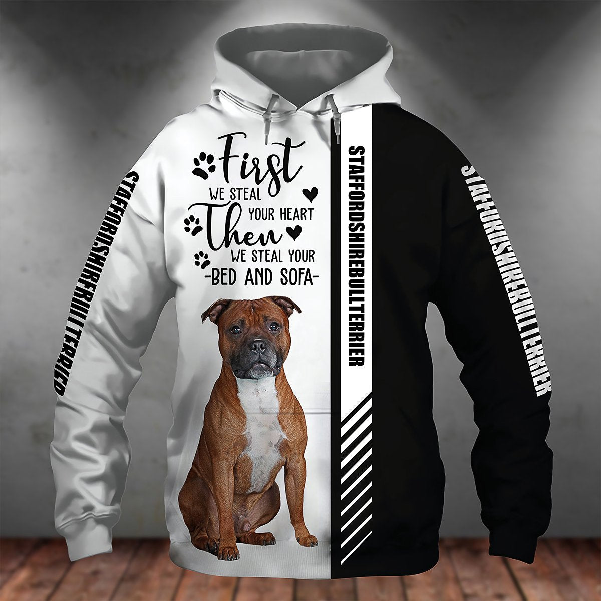 Staffordshire Bull Terrier-First We Steal Your Heart Unisex Hoodie