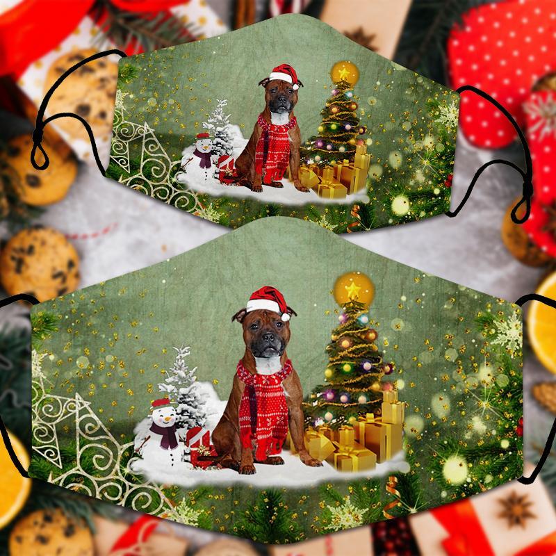 Staffordshire Bull Terrier/Staffy Merry Christmas Face Mask