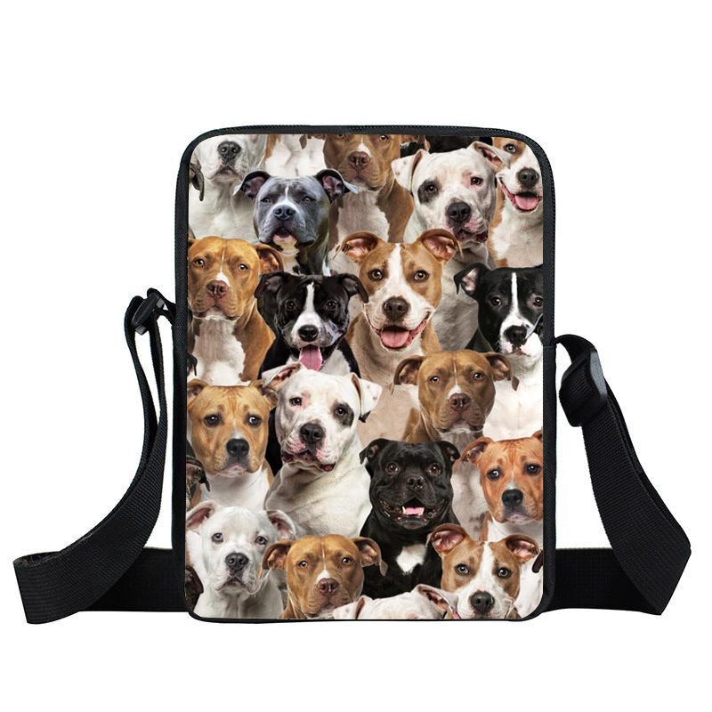 A Bunch Of Staffordshire Bull Terriers Oxford Cloth Zipped Messenger Bag