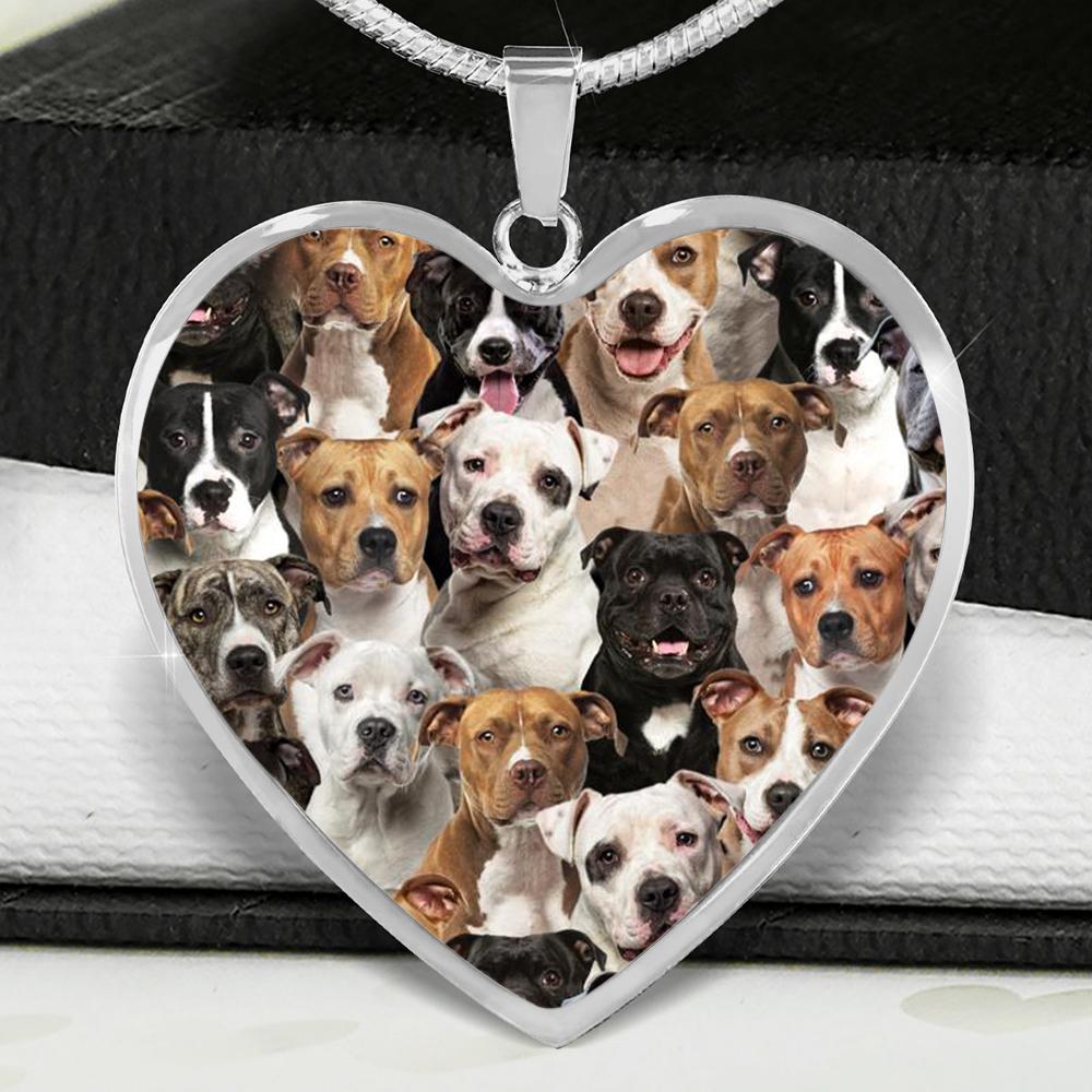 A Bunch Of Staffordshire Bull Terriers Heart Necklace
