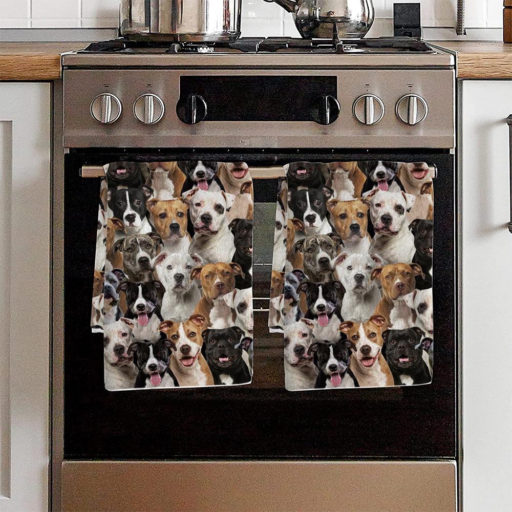 A Bunch Of Staffordshire Bull Terriers Kitchen Towel