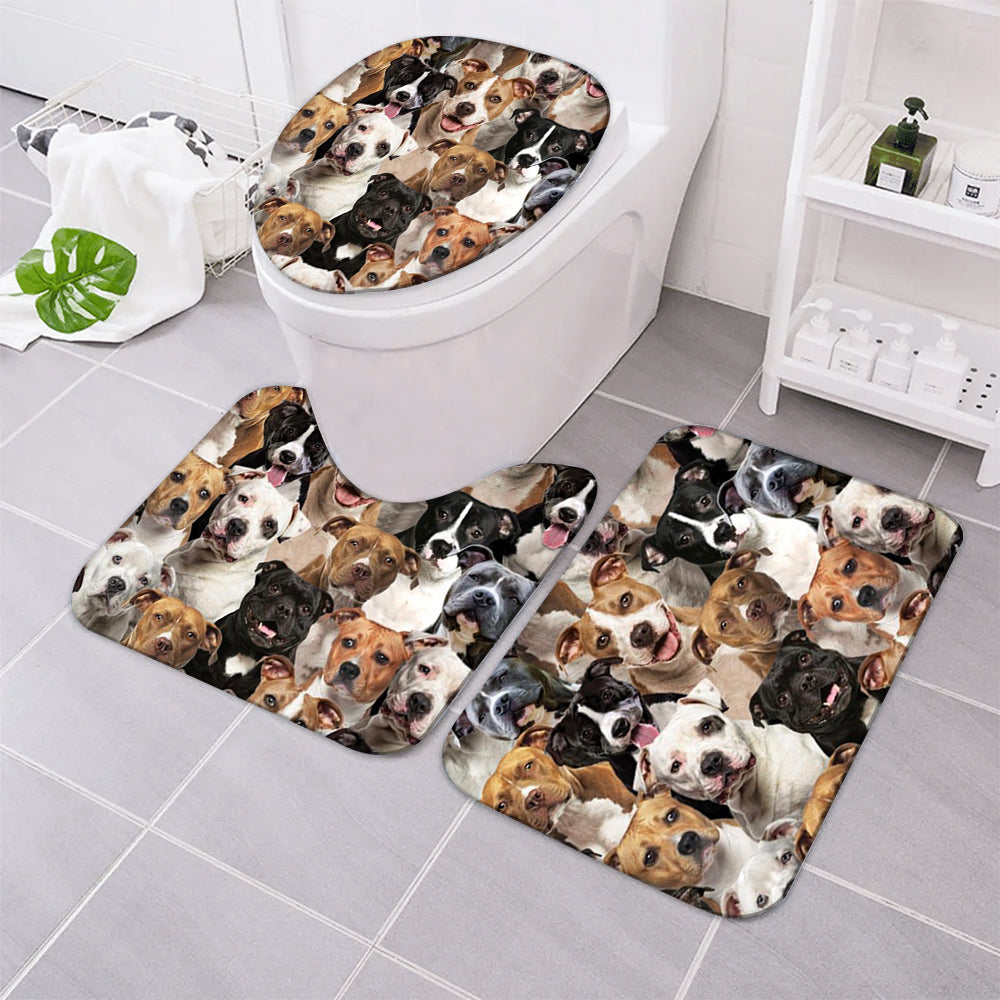 A Bunch Of Staffordshire Bull Terriers Bathroom Mat Set