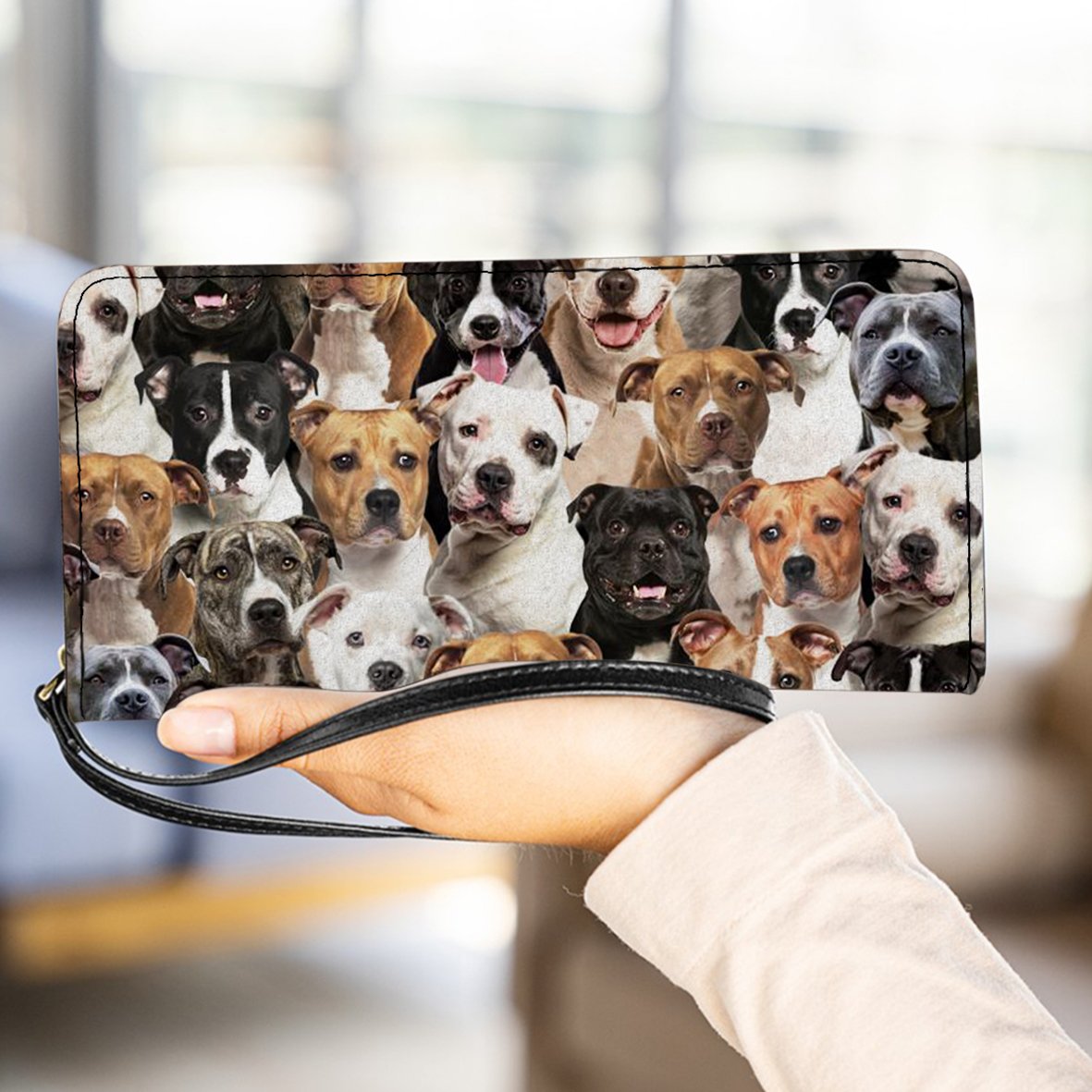 A Bunch Of Staffordshire Bull Terriers Clutch Purse