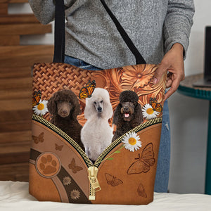 Standard Poodle Daisy Flower And Butterfly Tote Bag