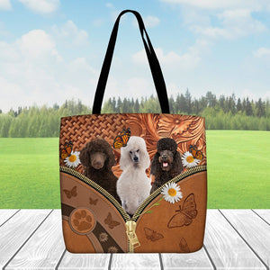 Standard Poodle Daisy Flower And Butterfly Tote Bag